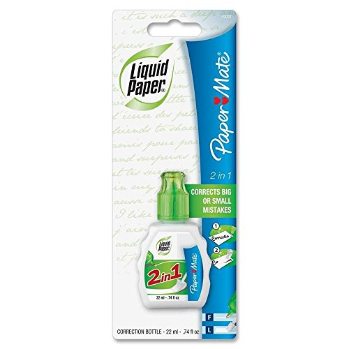 Paper Mate Liquid Paper 2 in 1 Correction Fluid, 22ml, 1 Count