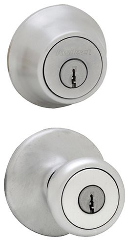 Kwikset 690 Tylo Entry Knob and Single Cylinder Deadbolt Combo, Satin Chrome, Pack of 6