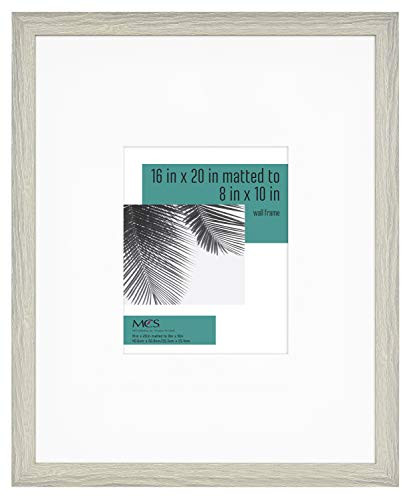 MCS Industries 63994 16x20 Inch Matted to 8x10 Inch, Gray Woodgrain Studio Gallery Frame, 16x20