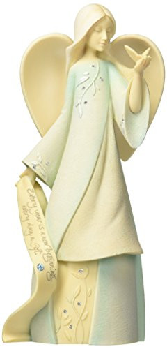 Foundations March Monthly Angel Stone Resin Figurine, 7.5
