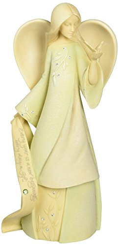 Foundations August Monthly Angel Stone Resin Figurine, 7.5