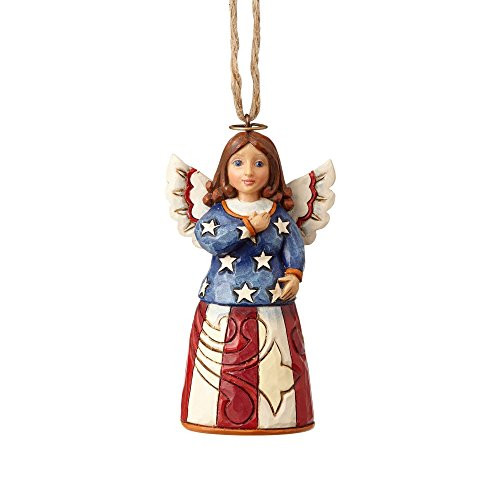 Enesco Jim Shore Heartwood Creek Mini Patriotic Angel Stone Resin, 3.5 Hanging Ornament, Multicolor