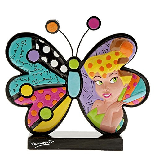 Enesco Disney by Britto Peter Pan Tinker Bell Butterfly Stone Resin Figurine, 4.5", Multicolor