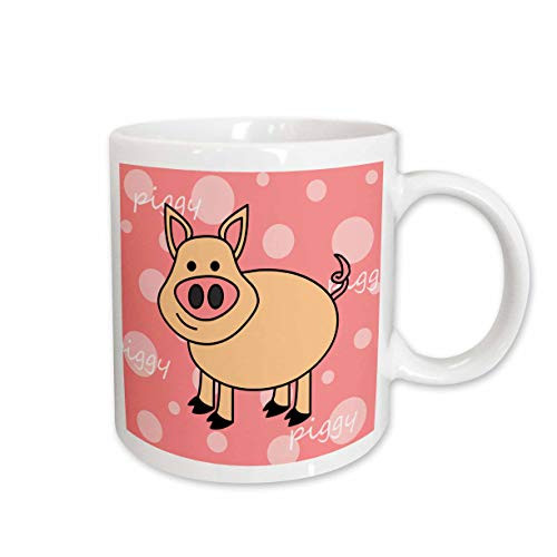 3dRose Piggy Design Happy Pig Mug, 11-Ounce, Pink 3dRose Piggy Design Happy Pig Mug, 11-Ounce, Pink