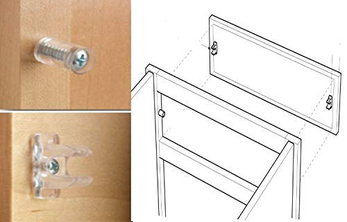 Sink Tip-Out Snap in False Drawer Front Clips Full Set 2 Dowels and 2 Clips with All Hardware (2)