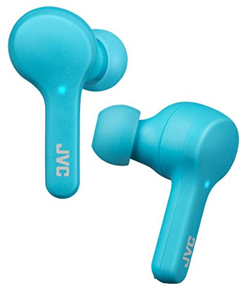 JVC Gumy Truly Wireless Earbuds Headphones, Bluetooth 5.0, Water Resistance(IPX4), Long Battery Life (up to 15 Hours) - HAA7TA (Blue)