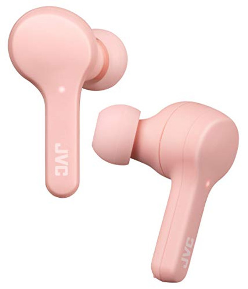 JVC Gumy Truly Wireless Earbuds Headphones, Bluetooth 5.0, Water Resistance(IPX4), Long Battery Life (up to 15 Hours) - HAA7TP (Pink)