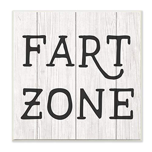 Stupell Industries Black and White Planked Look Fart Zone Sign Wall Plaque, 12 x 12, Multi-Color