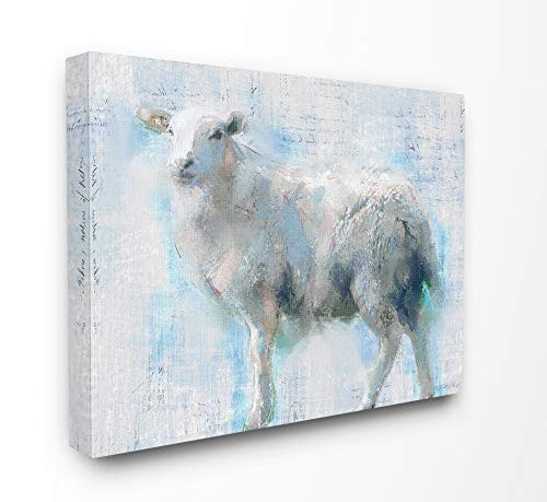Stupell Industries Sheep Walk Blue Pink Textured Animal Painting Canvas Wall Art, 24 x 30, Design by Artist Main Line Studio