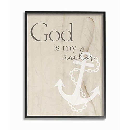 Stupell Industries God is My Anchor Wood Texture Black Framed Wall Art, 11 x 14, Multi-Color
