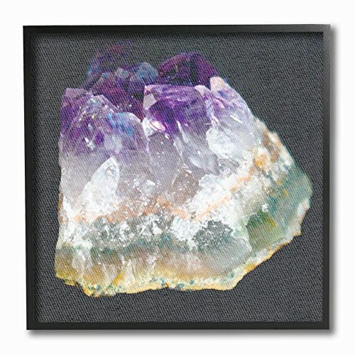 Stupell Industries Amethyst on Subtle Grey Linen Canvas Photograph Black Framed Wall Art, 12 x 12, Multi-Color