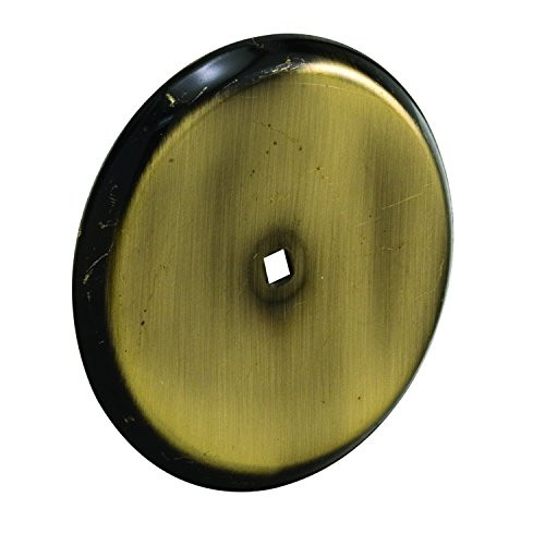 Prime-Line Products MP9201 Cabinet Knob Backplate, 2-13/16 in. Outside Diameter, Stamped Steel, Antique Brass Finish, Pack of 5