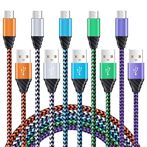 Android Charger Cable, 5 Pack 6ft AndHot Fast Charging Micro USB Cable Phone Charging Cords Compatible with Samsung S7 S6 Edge J7, Kindle fire Tablet, Moto G5/G5S/E5 Plus G6 Play,LG Stylo 2/3 K30 K20