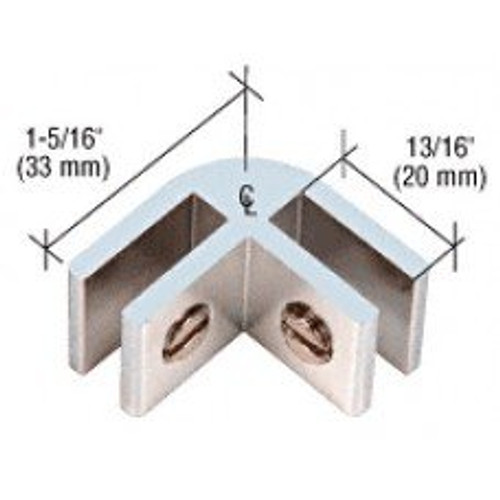 CRL Chrome Anodized Aluminum Two-Way 90 Degree Glass Connector - E214A CRL Chrome Anodized Aluminum Two-Way 90 Degree Glass Connector - E214A