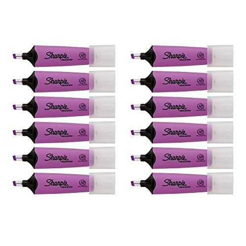 Sharpie Clear View Tank Highlighter, Chisel Tip, Smear Guard Ink, Purple, 12 Count