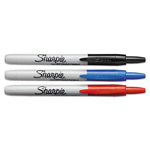 Sharpie 32726PP Retractable Permanent Markers Fine Point Assorted 3/Set
