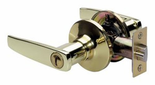 Master Lock SLL0303 Straight Lever Privacy Door Hardware with SilvaBond Antimicrobial Protected Finish, Polished Brass