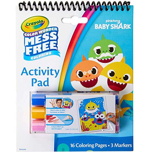 Crayola Baby Shark Color Wonder Travel Activity Pad, Mess Free Coloring, Gift for Kids, 3, 4, 5, 6