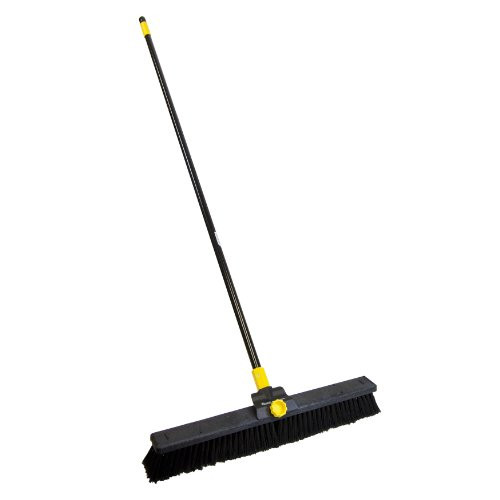 Quickie Bulldozer 24-Inch Soft Sweep Push Broom, 1-Pack, Black - with Scraper