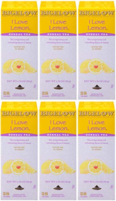 Bigelow I Love Lemon Herbal Tea Bags 28-Count Boxes (Pack of 6) Lemon-flavored Herbal Tea Bags All Natural Bigelow I Love Lemon Herbal Tea Bags 28-Count Boxes (Pack of 6) Lemon-flavored Herbal Tea Bags All Natural