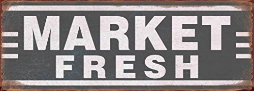 Barnyard Designs Market Fresh Retro Vintage Tin Bar Sign Country Home Decor 13.75" x 5"