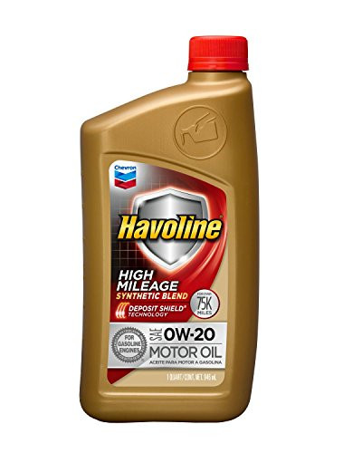 Havoline 0W20 High Mileage Synthetic Blend, 1 quart, 1 Pack