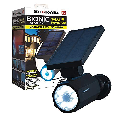 Bell+Howell 2963 Bionic Spotlight Solar Spot 25 Feet Motion Sensor, Sun Panels, Waterproof Frost Resistant Patio, Yard and Outdoor Lighting As Seen On TV, Black