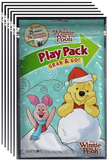 Disney Winnie The Pooh Play Packs for Kids ~ Bundle of 6 Winnie The Pooh Play Packs with Stickers, Coloring Book, and Crayons (Winnie The Pooh Party Supplies).