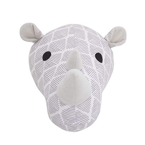 NoJo Grey & White Rhino Plush Head Wall Decor, Grey, White