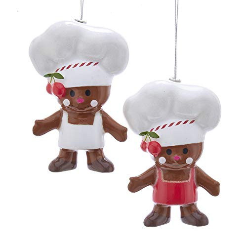 Kurt Adler Gingerbread Chef Ornaments 5.5 inches, 1 Set of 2 Assorted