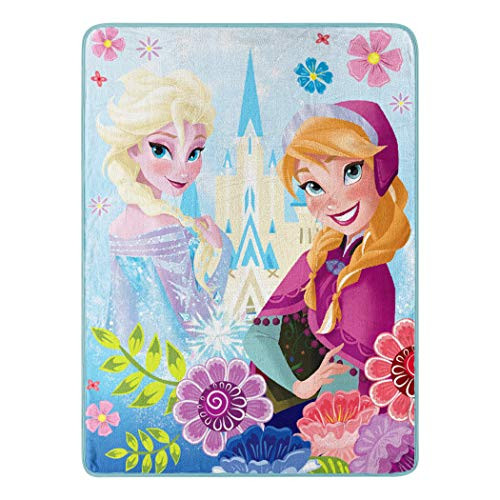Disney Frozen, "Floral Fjord" Micro Raschel Throw Blanket, 46" x 60", Multi Color, 1 Count