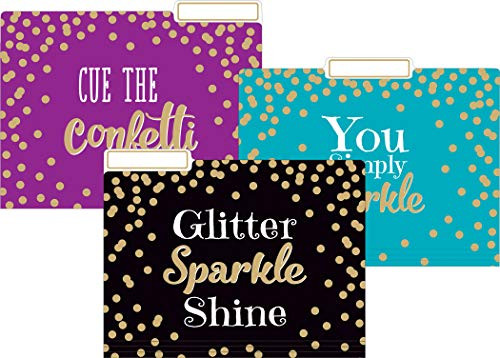Teacher Created Resources Gold Foil Confetti File Folders
