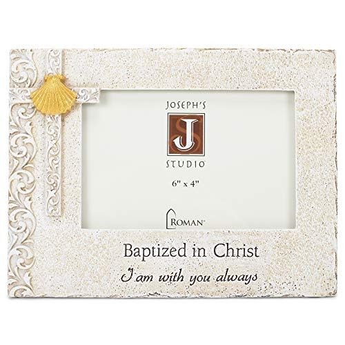 Joseph's Studio by Roman - Frame for 6" x 4" Photo, Baptism, 6.75" H, Resin and Stone, Horizontal Tabletop or Desk Display, Decoration, Durable, Long Lasting