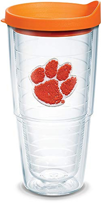 Tervis Clemson Tigers Paw Tumbler with Emblem and Orange Lid 24oz, Clear Tervis Clemson Tigers Paw Tumbler with Emblem and Orange Lid 24oz, Clear
