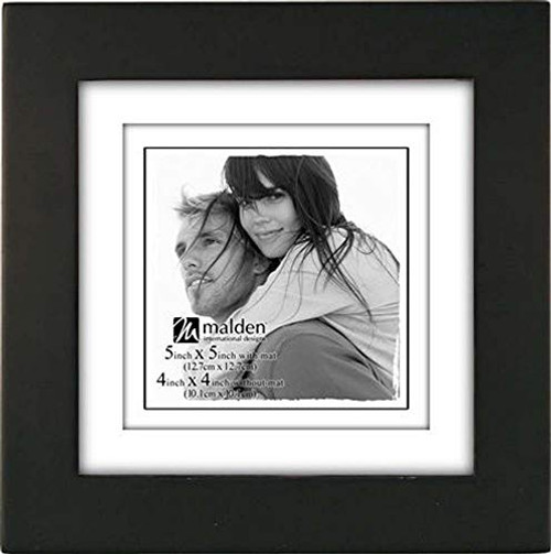 Malden International Designs Picture Frame, 4x4 Matted, Black