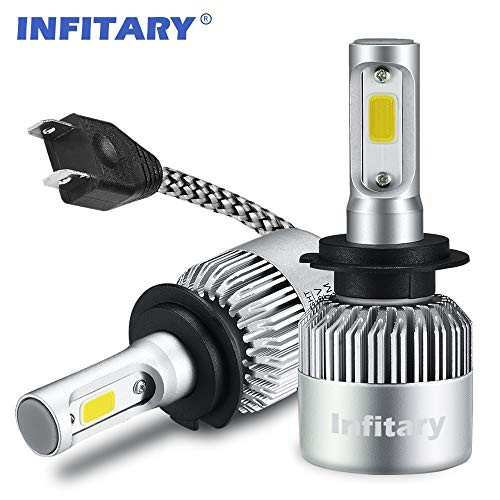 INFITARY H7 LED Headlight Bulbs Conversion Kits High Low Beam Auto Headlamp Car Headlight 72W 6500K Cool White 8000LM Extremely COB Chips(Sliver, H7)