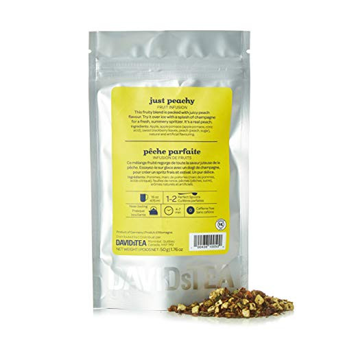 DAVIDsTEA Just Peachy Loose Leaf Tea, Premium Herbal Tea with Peach and BlackBerry Leaf, Fruity Iced Tea, 2 oz