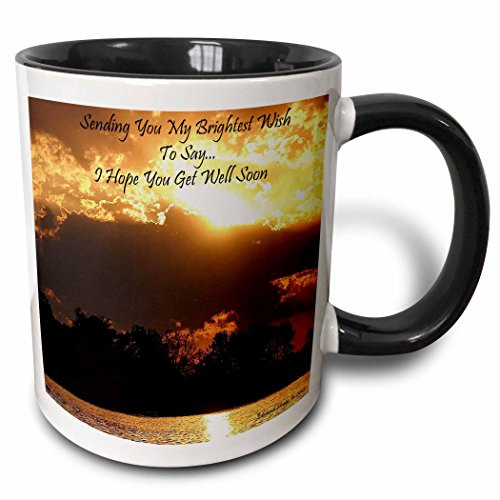 3dRose mug_40656_4"Golden Sunset Get Well Soon" Two Tone Black Mug, 11 oz, Multicolor