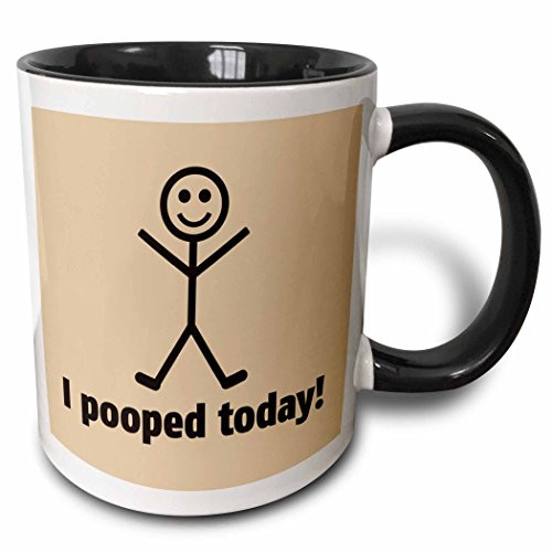 3dRose I Pooped Today Two Tone Mug, 11 oz, Black