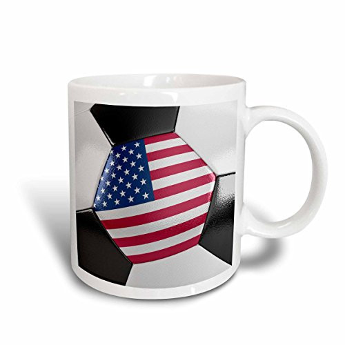 3dRose Usa Soccer Ball Ceramic Mug, 15 oz