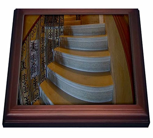 3dRose Stairs Stepping Up Trivet with Ceramic Tile, 8" by 8", Brown