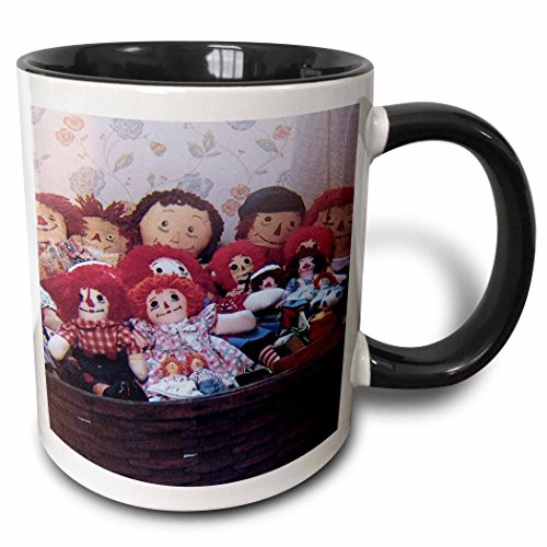 3dRose Raggedy Anns Two Tone Black Mug, 11 oz, Multicolor