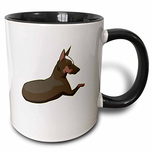 3dRose Cute And Cuddly Canine Miniature Pinscher Mug, 11 oz, Black