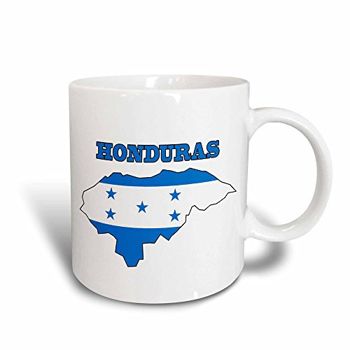 3dRose mug_58777_3"Honduran flag in the outline map and word Honduras" Magic Transforming Mug, 11 oz, Multicolor