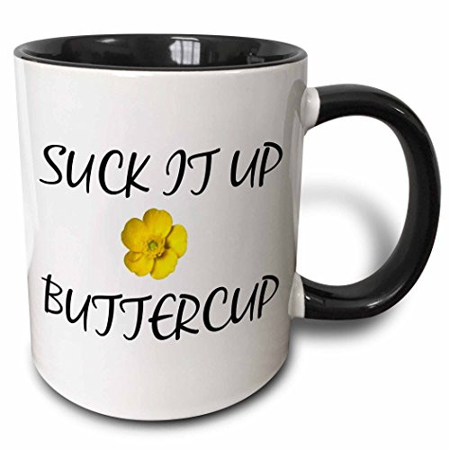 3dRose Suck It Up Buttercup Mug, 11 ounce, Black