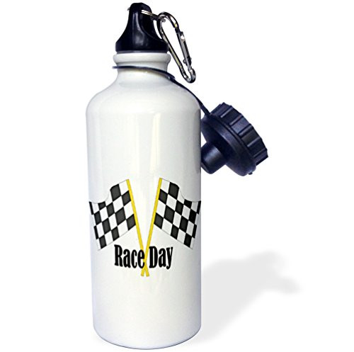 3dRose Cute Race Day Dual Flags-Sports Water Bottle, 21oz , Multicolored