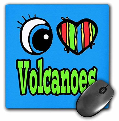 3D Rose"Bright Eye Heart I Love Volcanoes" Matte Finish Mouse Pad - 8 x 8" - mp_106679_1 3D Rose"Bright Eye Heart I Love Volcanoes" Matte Finish Mouse Pad - 8 x 8" - mp_106679_1