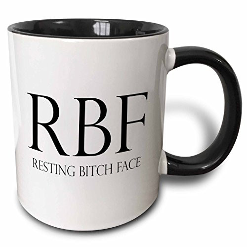3dRose Rbf Resting Bitch Face Mug, 11 oz, Black