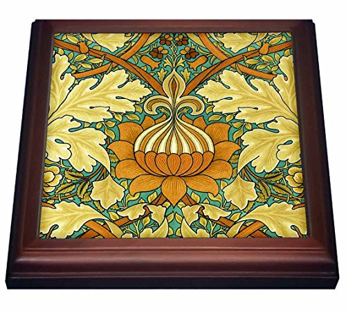 3dRose William Morris St James Chintz Trivet with Ceramic Tile, 8 x 8, Natural