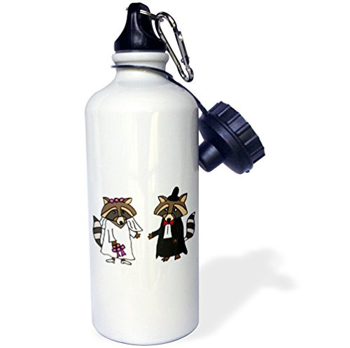 3dRose Funny Raccoon Bride and Groom Wedding Cartoon Sports Water Bottle, 21 oz, Natural 3dRose Funny Raccoon Bride and Groom Wedding Cartoon Sports Water Bottle, 21 oz, Natural